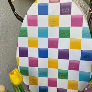 Colorful Checkered Decorative Egg Metal Stake Easter Decor